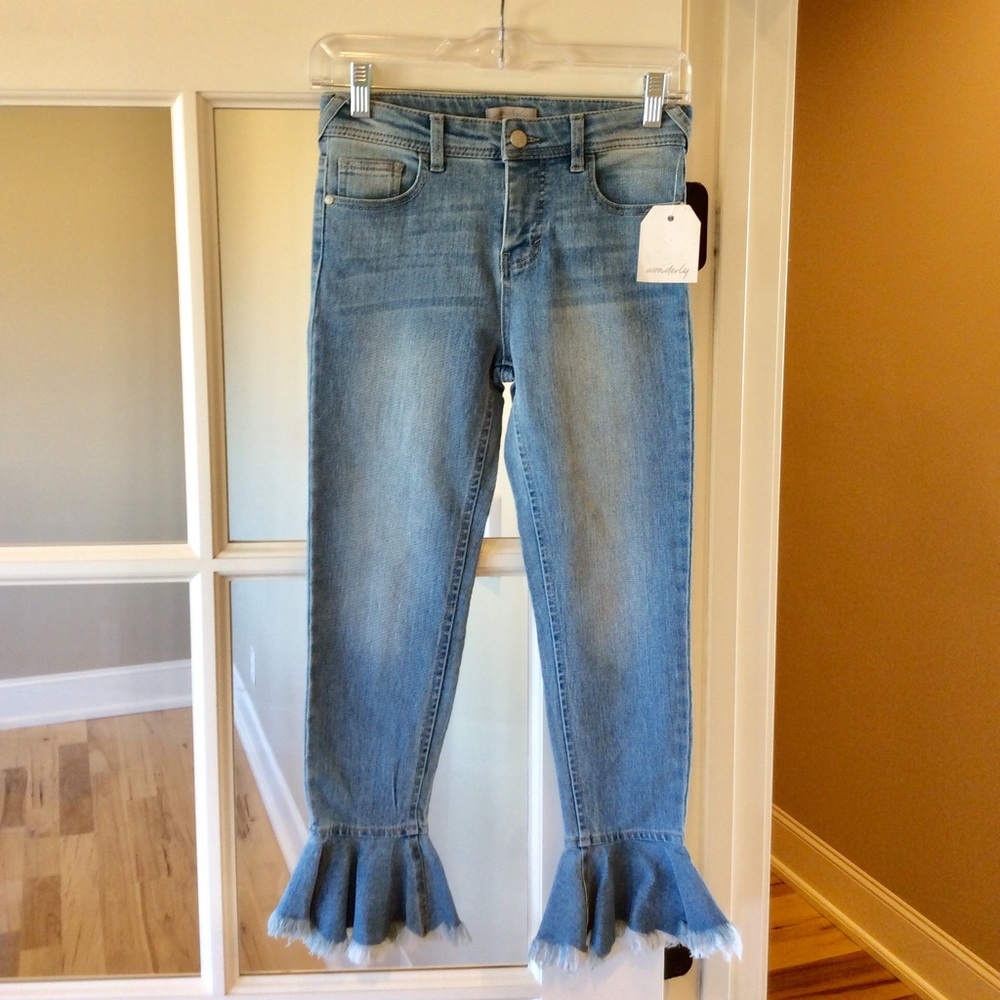 Wonderly Jeans Girls 12 Ruffle Hem New Light Wash